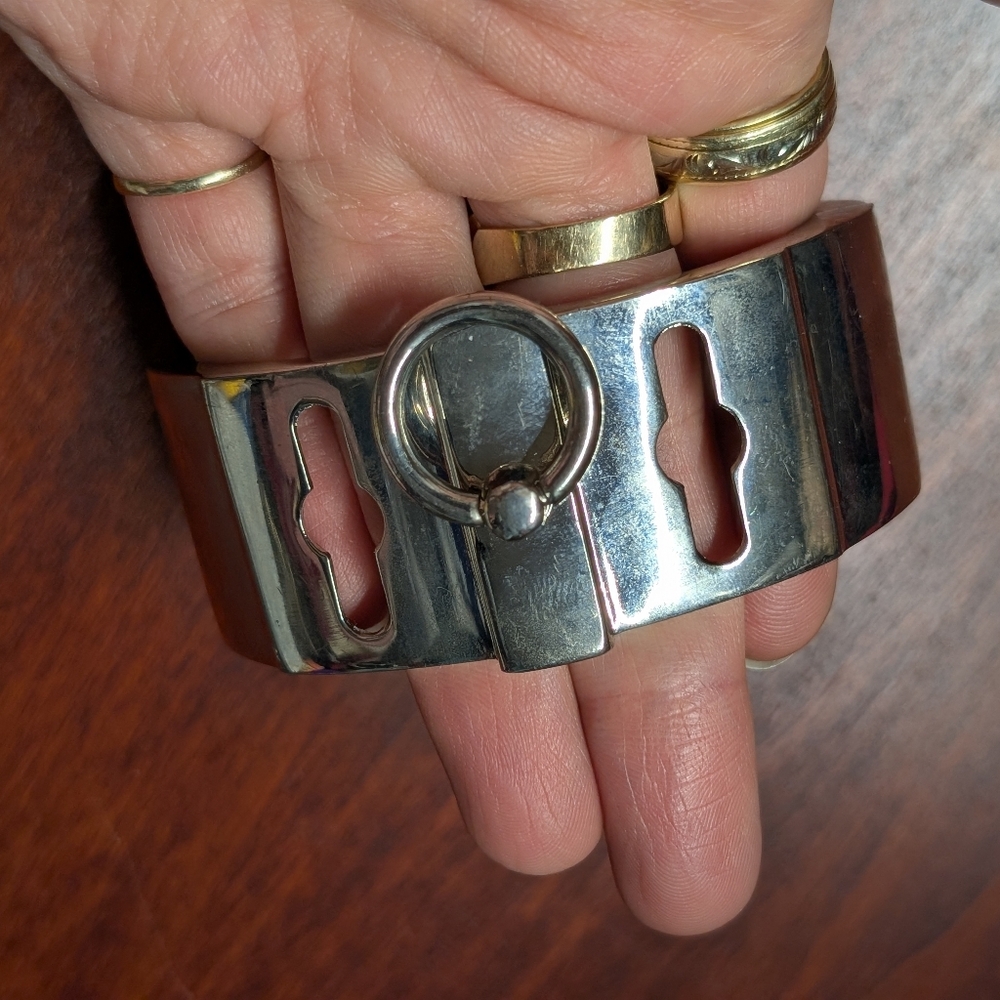 Stainless Steel Fashion Cuff Bracelet - Silver Y2K